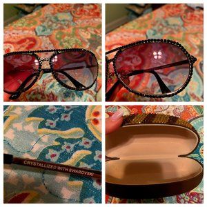 Jimmy Crystal New York sunglasses #GL846 with black Swarovski crystals